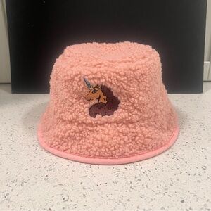 AFRO UNICORN Teddy Fuzzy Light Pink Bucket Hat | Embroidered | One Size
